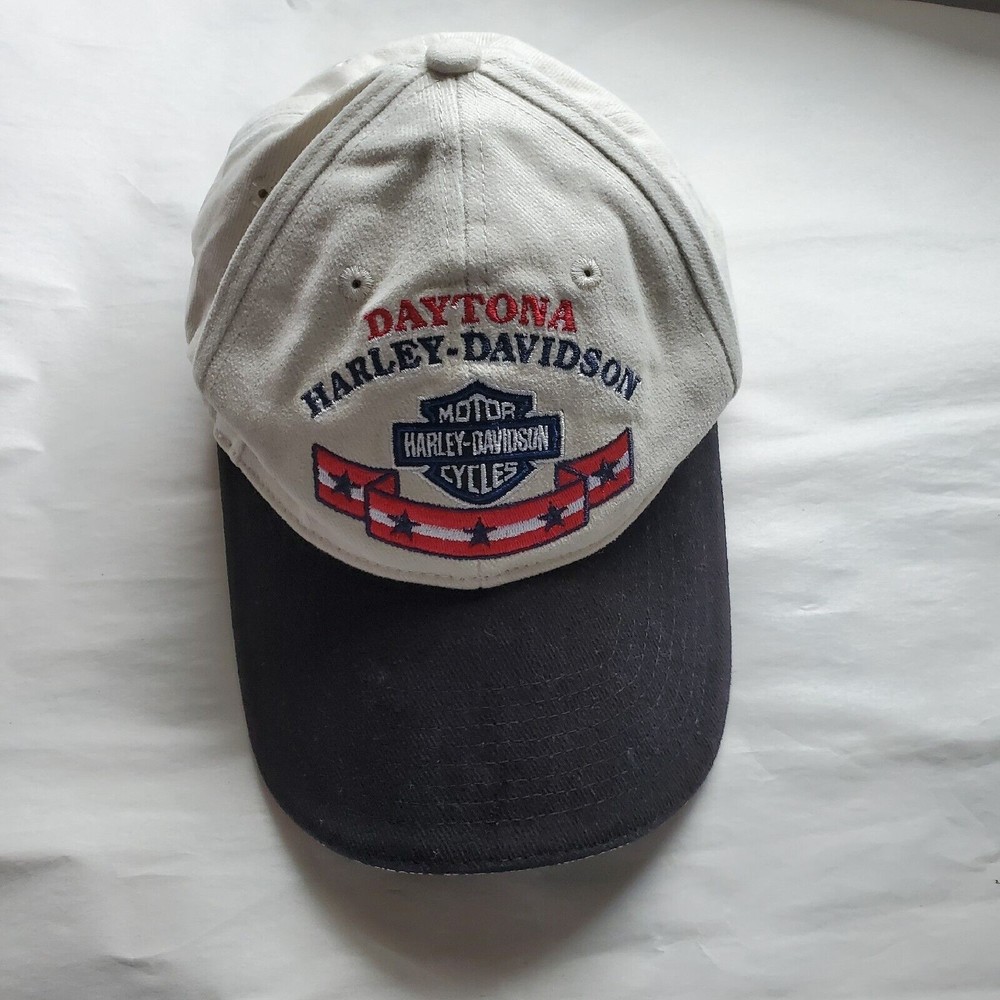 Harley Davidson Baseball Cap Daytona Beach FL Tan Adjustable Embroided Stars